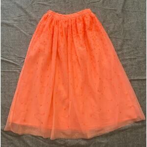 Cat & Jack Girls Size S/ 6-6X Orange Sequined Tulle Midi Skirt